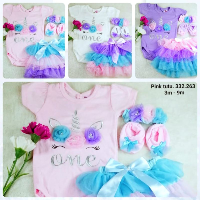 SETELAN BAJU JUMPER BAYI PEREMPUAN 0-18 BULAN+BANDO+SEPATU / SET JUMPER ROK TUTU FREE BANDO UNICORN / SETELAN BAJU BAYI CEWEK LUCU / SETELAN JUMPER ROK TUTU UNICORN BUNGA FLOWER POLKADOT