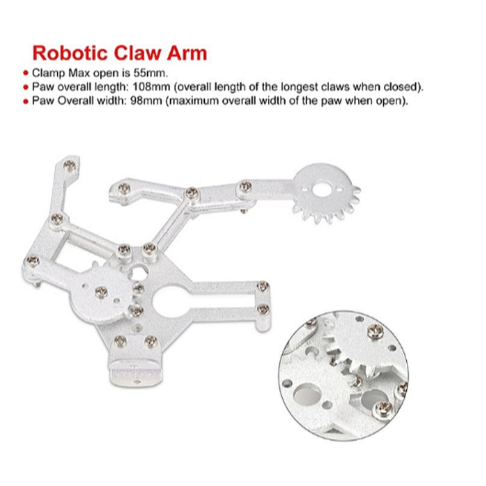 Kit Mechanical Claw Tangan Robot Arm Gripper Clamp MG995 996 Alumium