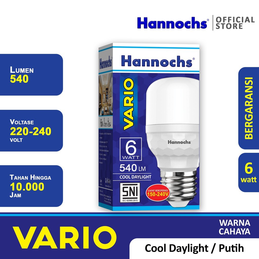 Hannochs Lampu LED Vario 6 Watt Cahaya Putih