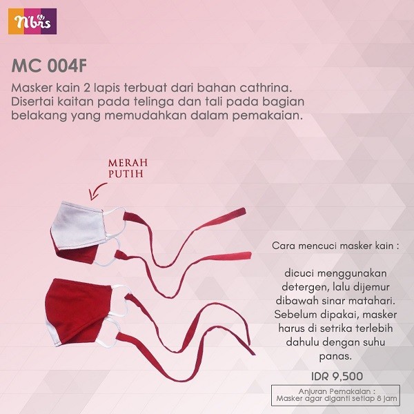 Masker Nibras Mc 04F Masker Merah Putih Dewasa dan Anak