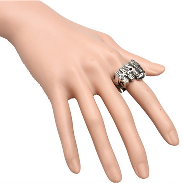 SEUSUK  Vintage Fashion Gothic Cross Men Fashion Punk Rock Biker Skull Fist FW Ring