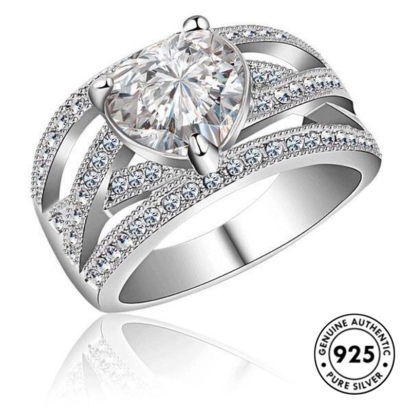 Cincin Sterling Silver 925 Bentuk Hati Elegan Untuk Wanita