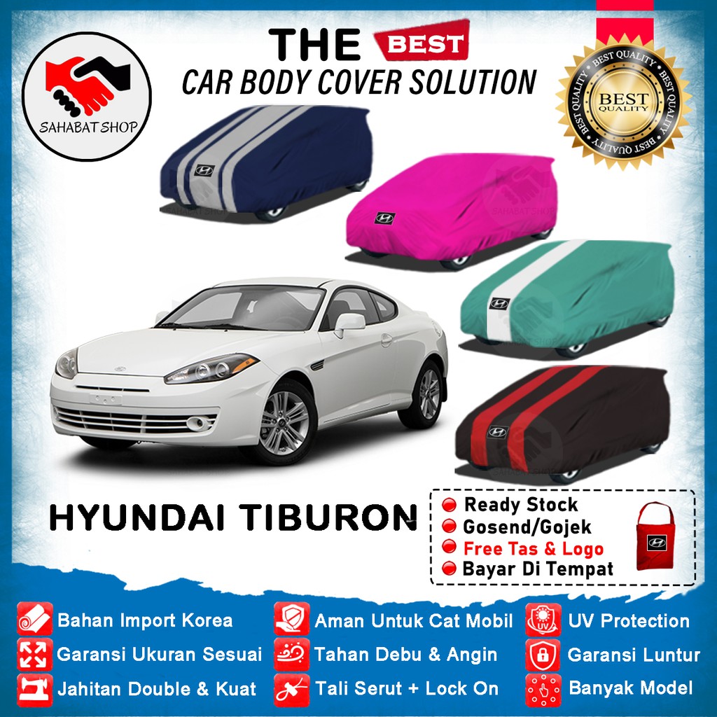 Sahabat Body Cover Mobil Tiburon /Sarung Penutup Hyundai Tiburon Outdoor 1996 1997 1998 1999 2000 2001 2002 2003 2004 2005 2006 2007 2008 / Tutup Mantel Selimut Mantol Jas Pelindung Kerudung Kelambu Terpal Sedan Tiburon Anti Air Waterproof Model Biru