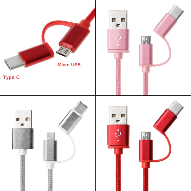 Cre 2 in 1 Kabel Charger USB 2.0 Male Ke USB 3.1 Tipe C Fleksibel Flexible