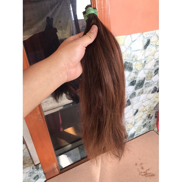 Rambut sambung asli warna blonde 100helai
