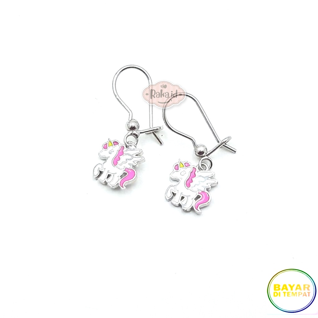 Anting Clip / Klip Unicorn Sayap Putih Perhiasan Aksesoris Wanita 728