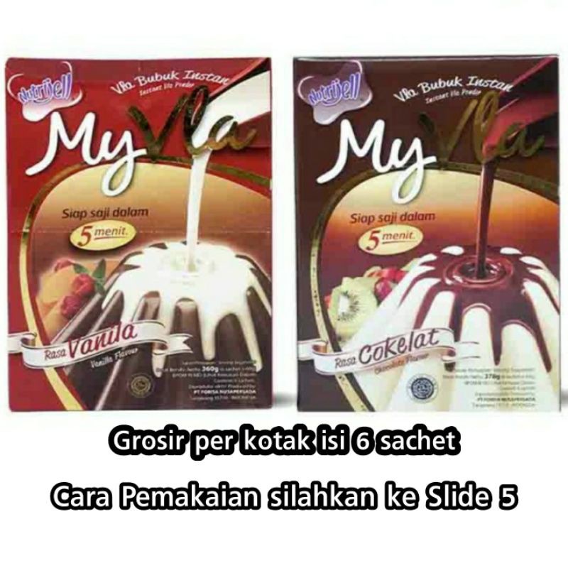 My Vla Nutrijell Instan Coklat / Vanilla per box isi 6 sachet GROSIR