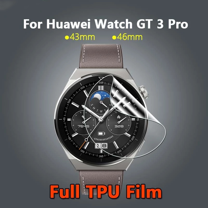 1pc Film Pelindung Layar Hydrogel TPU Lembut Anti Gores Untuk Smartwatch Huawei GT 3 Pro