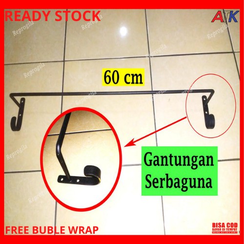 Gantungan Handuk Dinding Kamar Mandi / Jemuran Dinding Besi / Gantungan Baju Kamar Mandi Besi / Cant