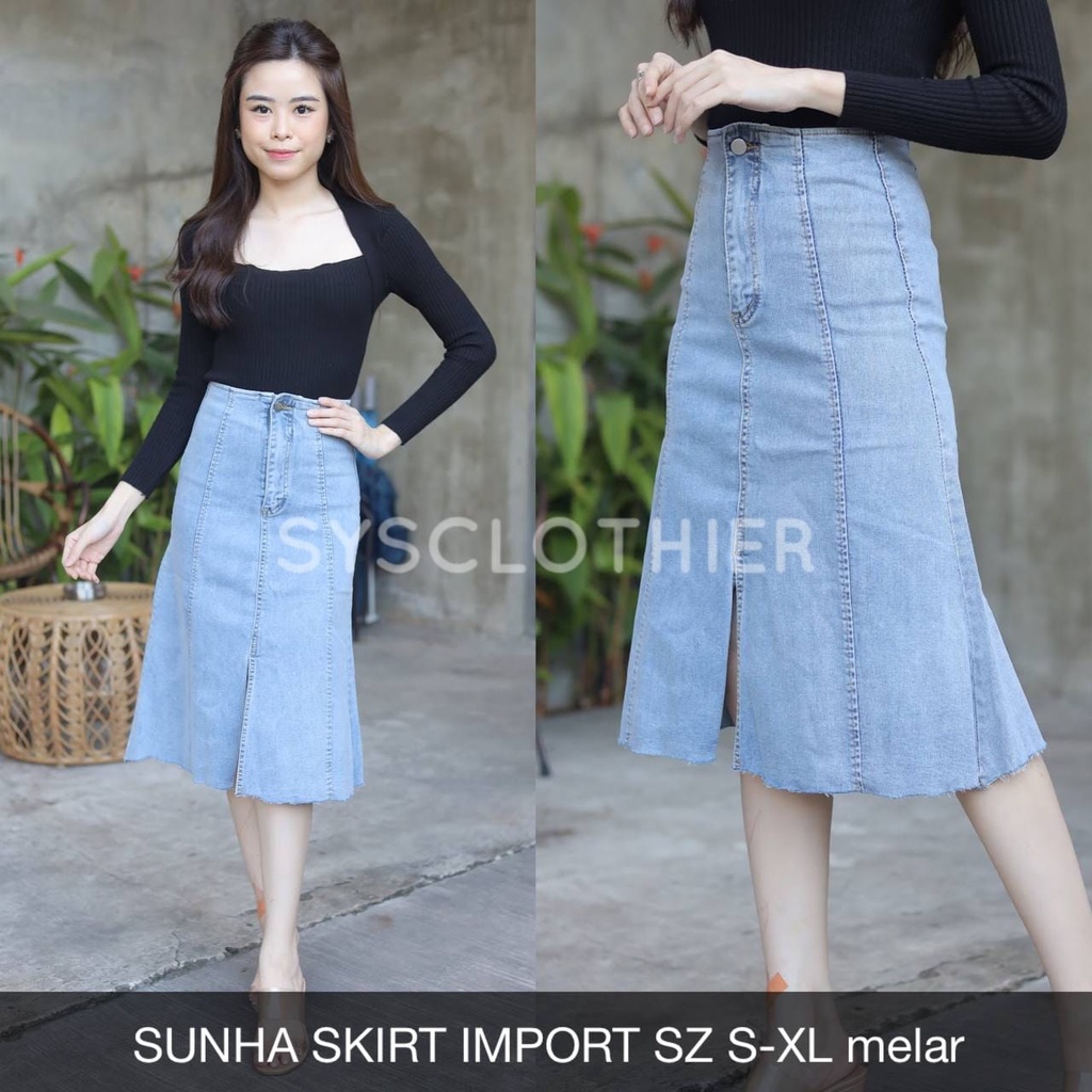 CELANA JEANS WANITA SUNHA SKIRT IMPORT