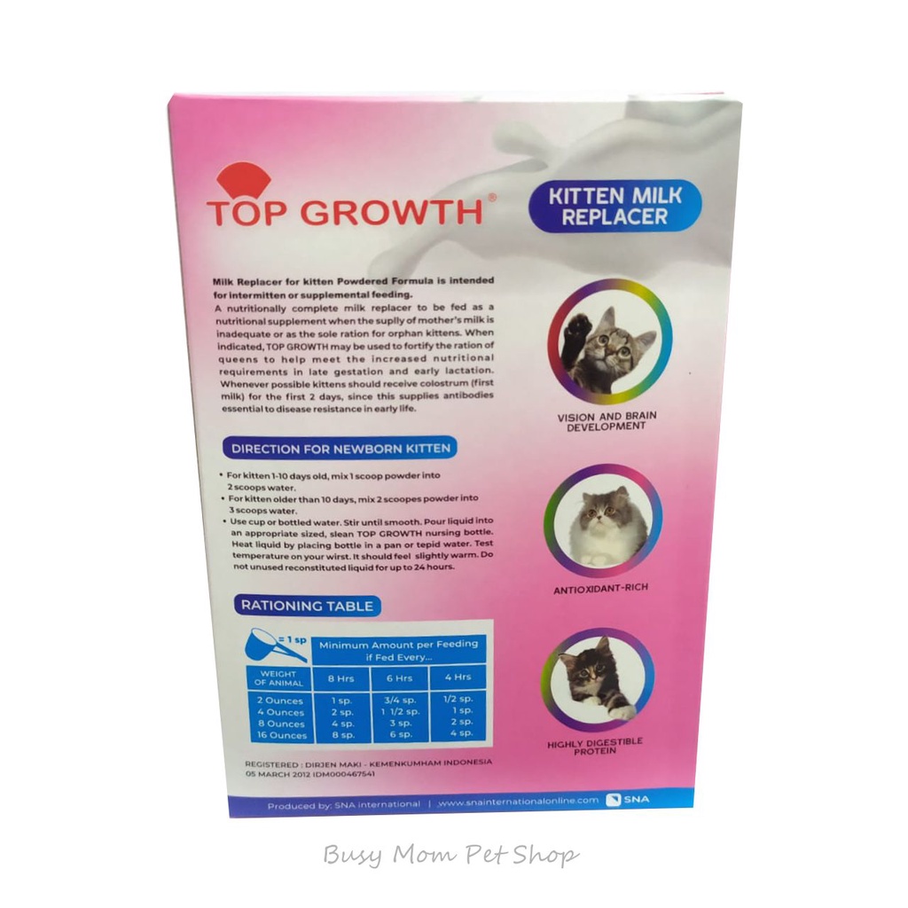 Susu Top Growth 250Gr Susu Kucing Cat Milk Kitten 250 gr