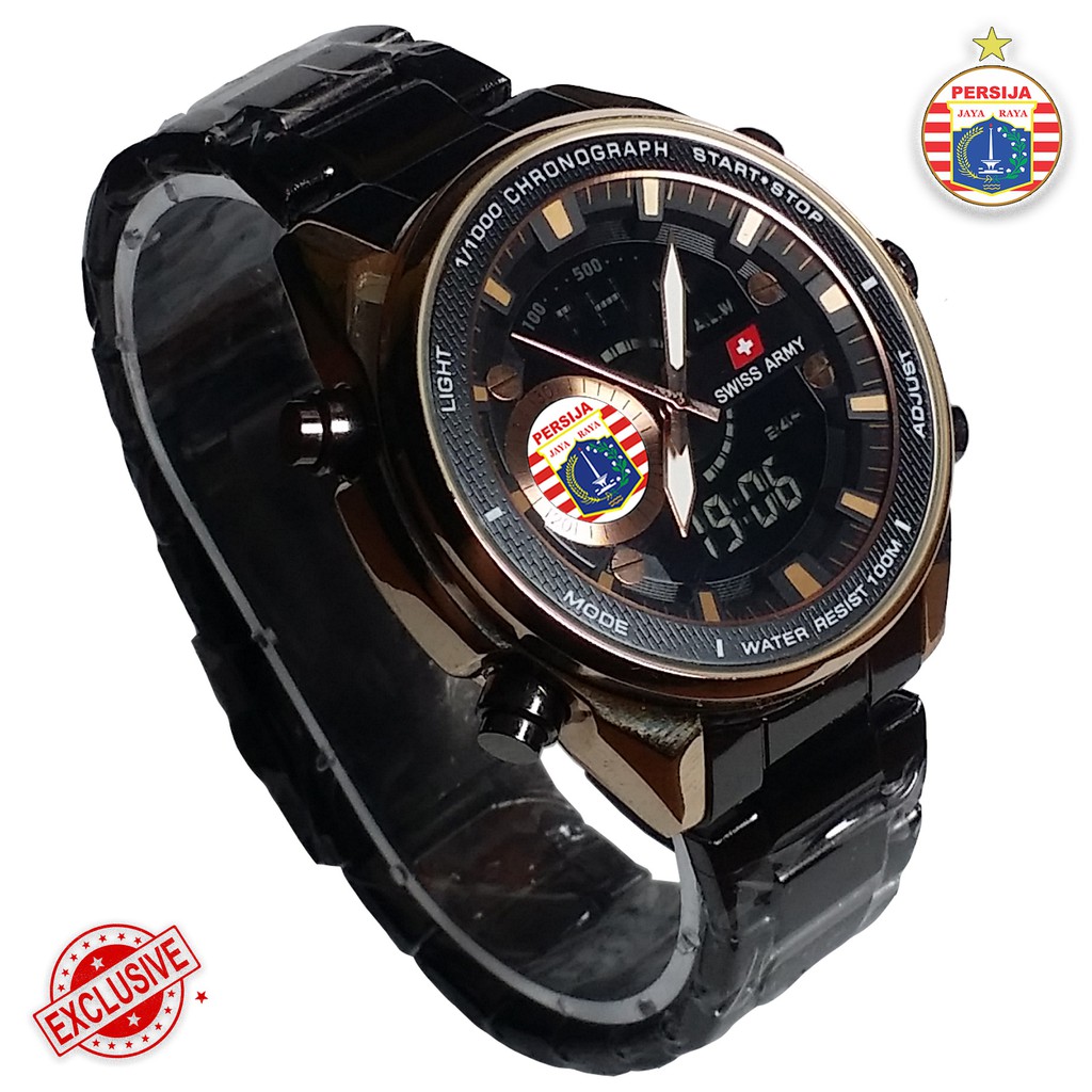 { EXCLUSIVE } JAM TANGAN PERSIJA DUAL TIME ( Rantai Hitam )