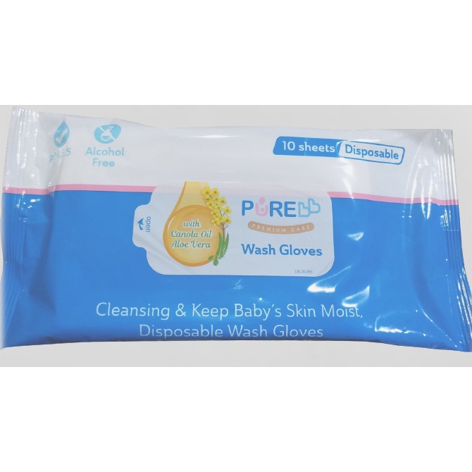 PURE BB WASH GLOVERS 10 SHEET WIPES