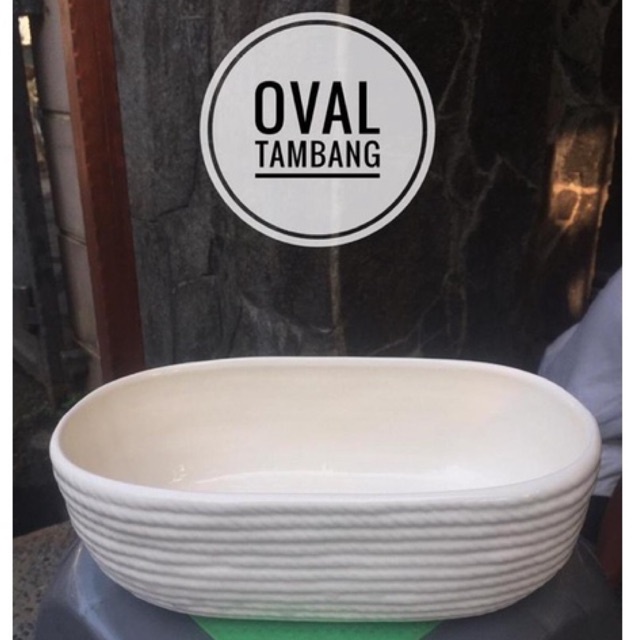 Vas Bunga Keramik Oval Tambang/ Pajangan Vas Bunga Tambang Oval