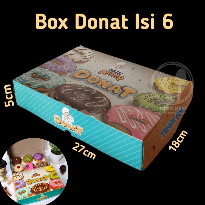 DUS DONAT MOTIF BOX DONAT ISI 6 ISI 12 DONUT UKURAN 27X18X5 MOTIF TEMPAT WADAH BOX DONAT PAPER BOX DONAT DONUT