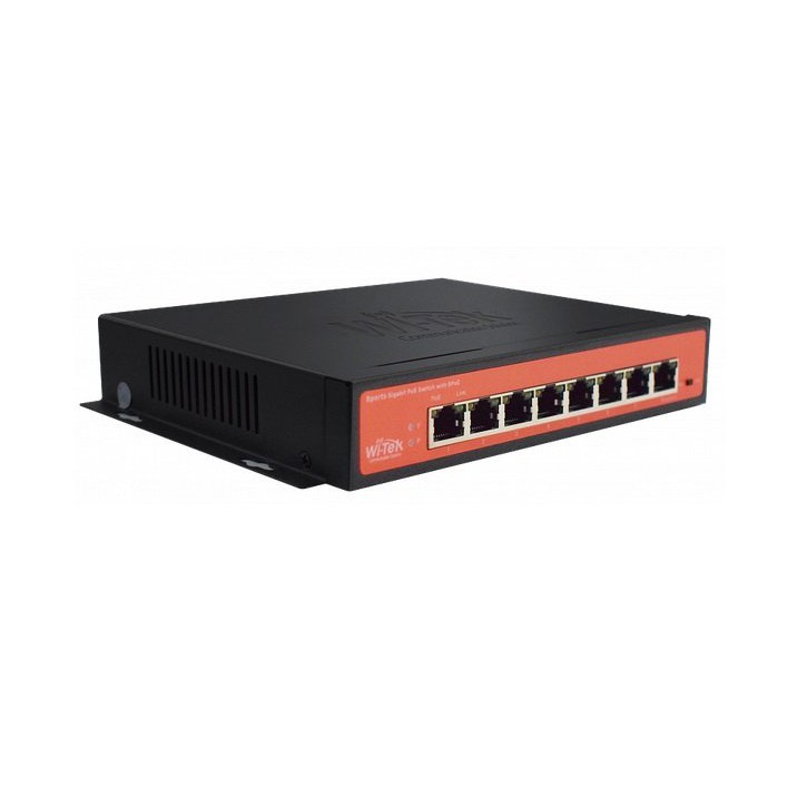 WI-TEK WI-PS308GH 8-Port 48V Gigabit Ports PoE Switch with 8-Port PoE