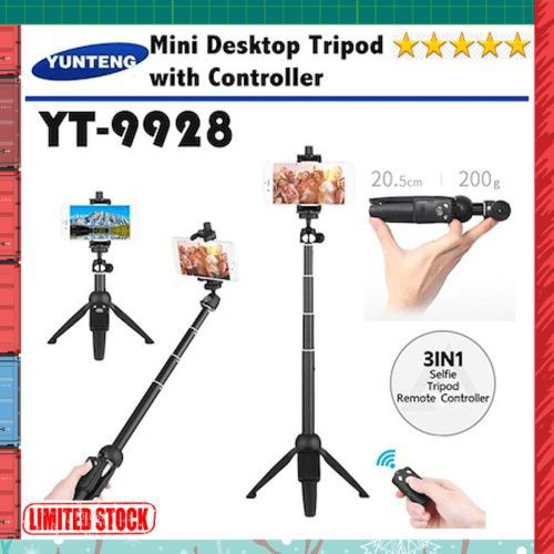 Tripod yunteng bluetooth wireless VCT9928 + Remote shutter control mini desktop tongsis selfie