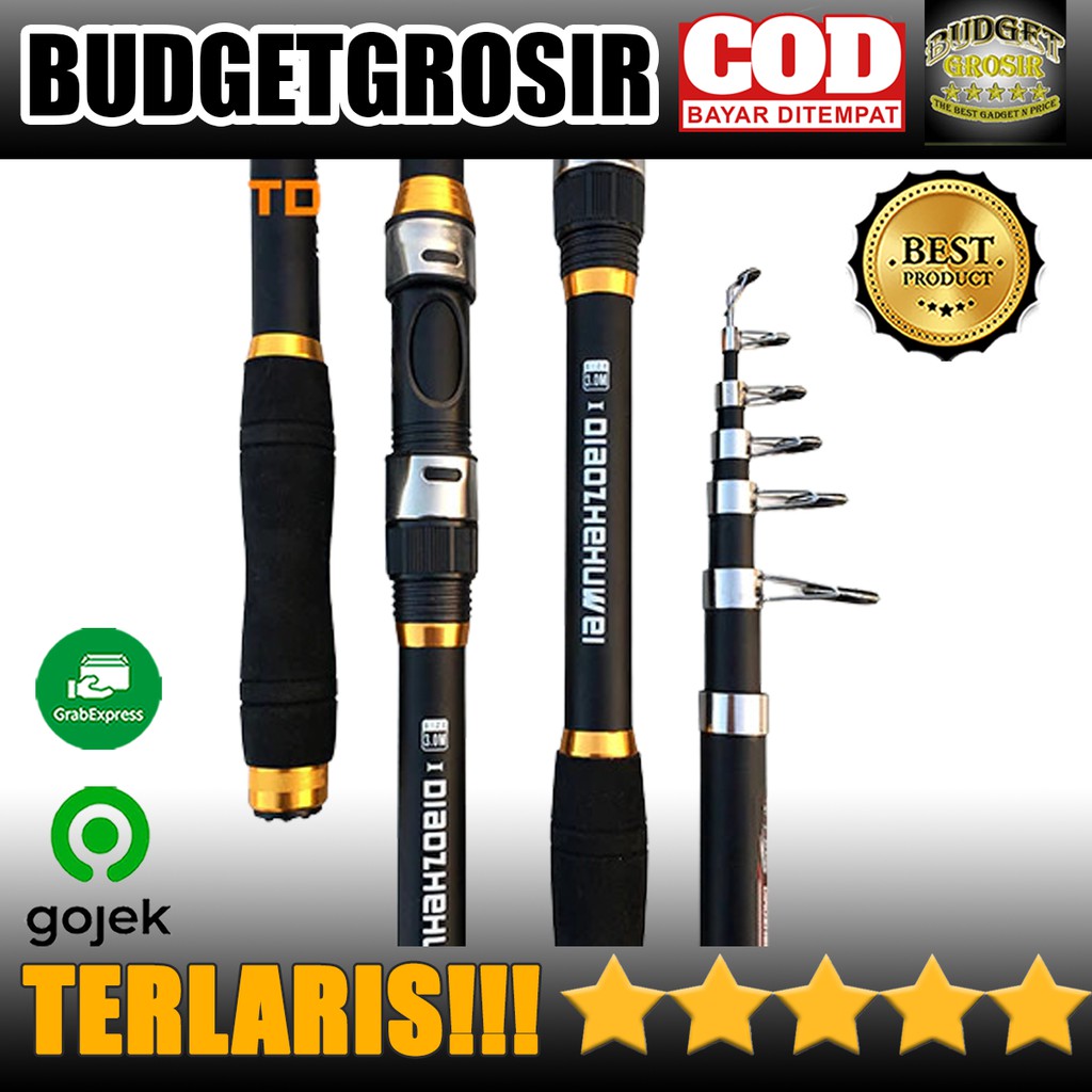 Joran Pancing Telescopic Fishing Rod Pole Carbon Fiber 2.7M - C562L--TaffSPORT