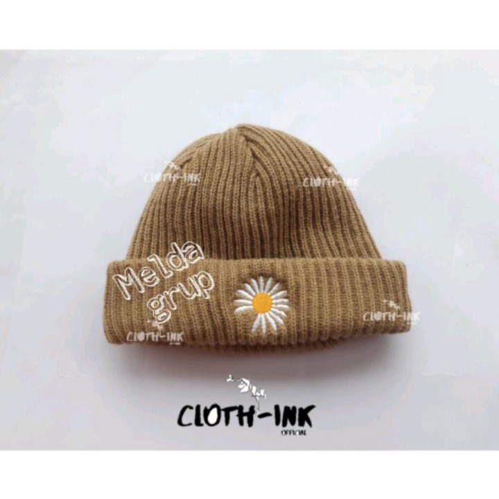 Topi Kupluk Beanie hat Bordir BUnga Daisy Pria Wanita