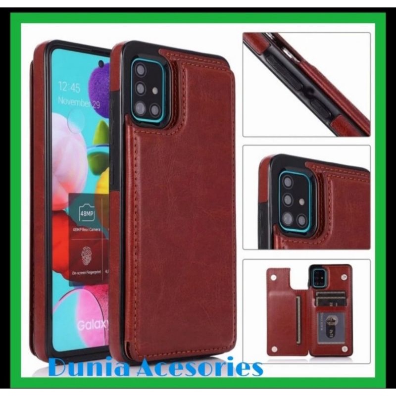 SAMSUNG GALAXY A31 SOFT HARD CASE CASING KULIT LEATHER RETRO FLIP BELAKANG DOMPET KARTU STAND MAGNET