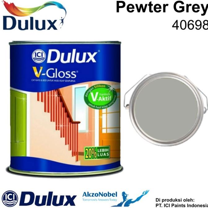 CAT KAYU DAN BESI DULUX V-GLOSS PEWTER GREY 40698 - 0.8 LT Termurah
