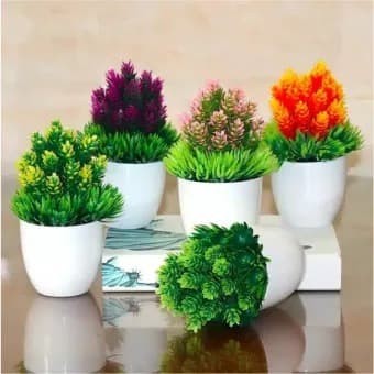 Tanaman Hias Pinus Artificial Pot Bunga Plastik Dekorasi Interior Home - Merah Muda