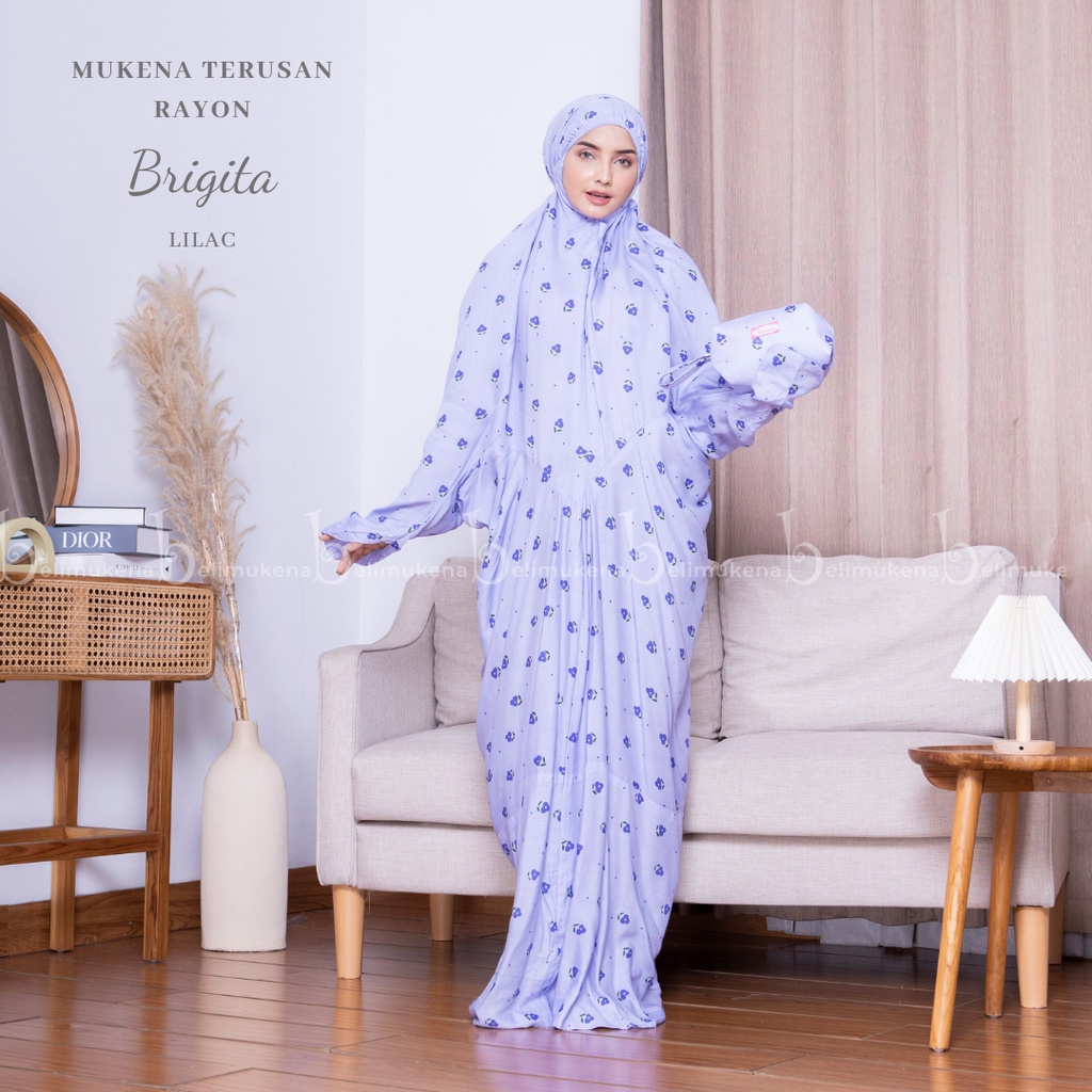 Raszi Official - Mungkena Dewasa Rayon Terusan Traveling Jumbo Warna Lilac Motif Bunga
