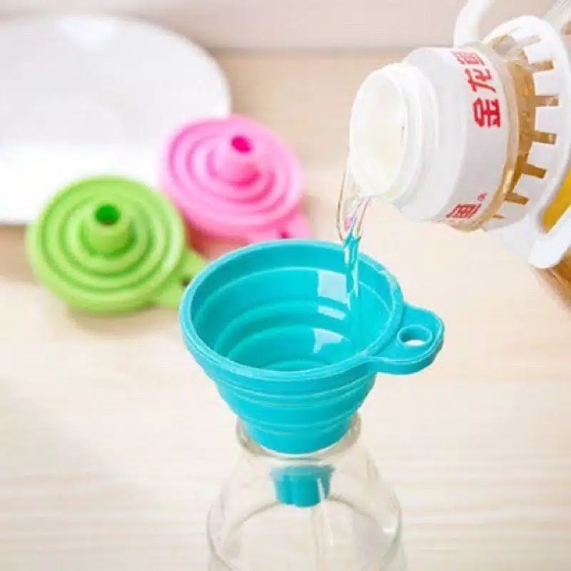 Corong Air Minyak Silicone / Corong Silikon Lipat Serbaguna / Portable Silicone Folding Funnel