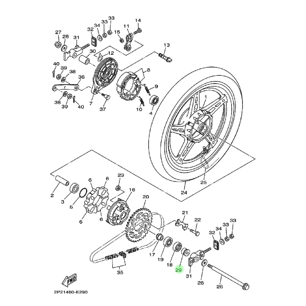 COLLAR WHEEL BOSH BOS BUSH TROMOL RODA BELAKANG KIRI LUAR JUPITER MX 135 LAMA OLD ORI 5TP-F5383-00