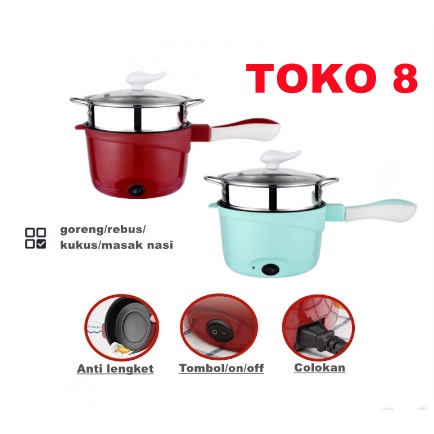 Multifungsi Electric Fry Pan / Panci Listrik Lapisan Keramik 18CM