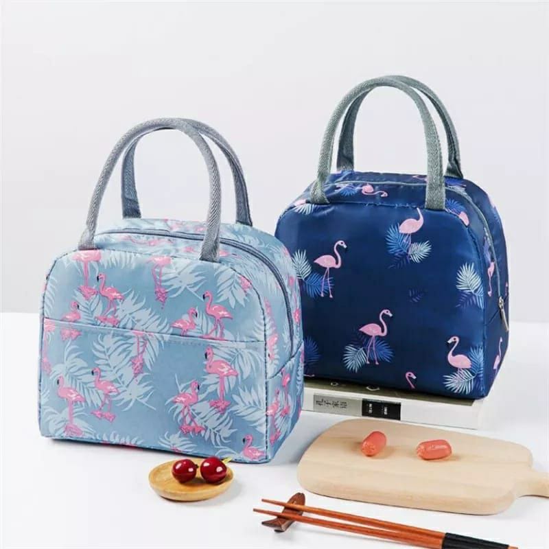 ~ PIYOSHI08 ~ Tas Bekal Panas Dingin Motif Flamingo Insulated Cooler Thermal Lunch Bag Penyimpanan ASI PD122