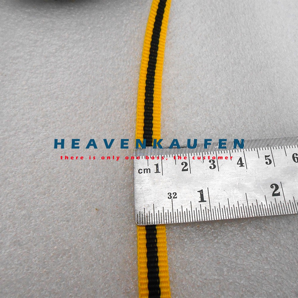 Tali Lanyard 1 cm Kuning Strip Hitam Meteran