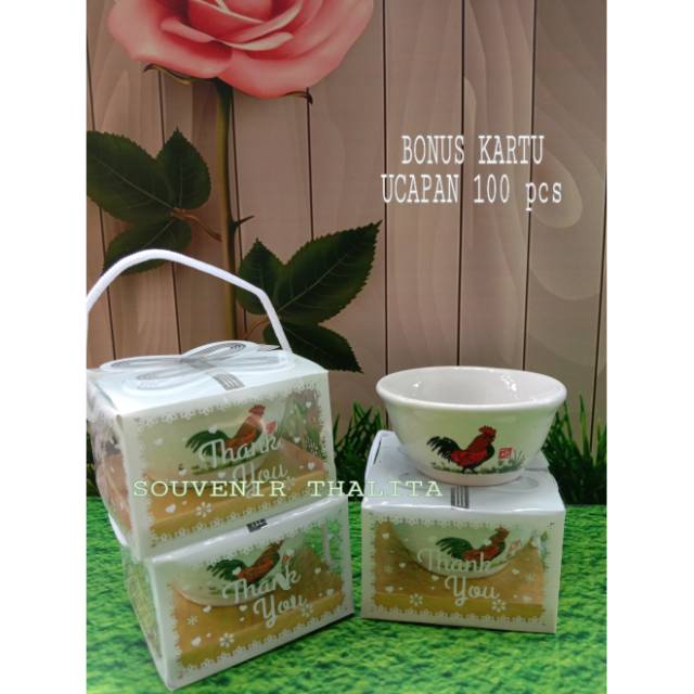  Souvenir  pernikahan  mangkok motif ayam  jago  isi 50 pcs 