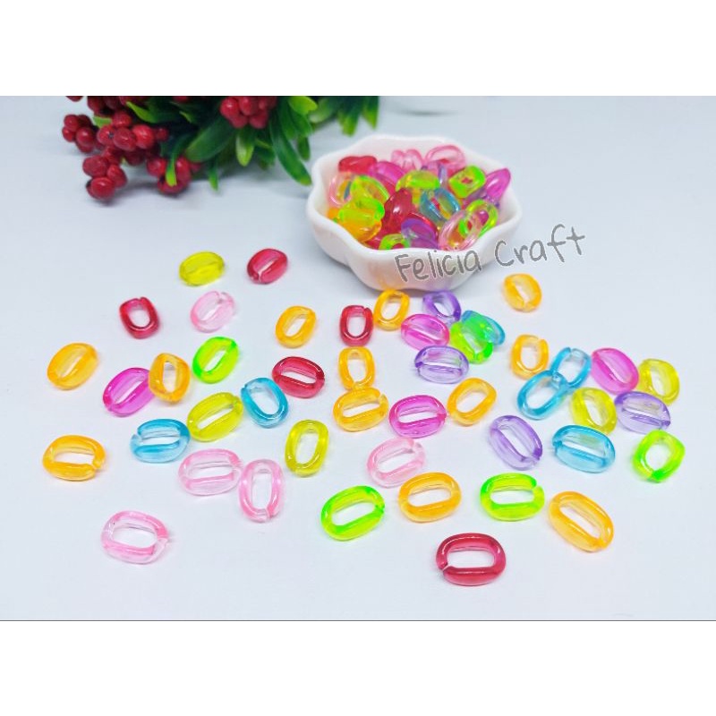 20gr [+/- 46pcs] Manik rantai acrylic oval DIY masker strap