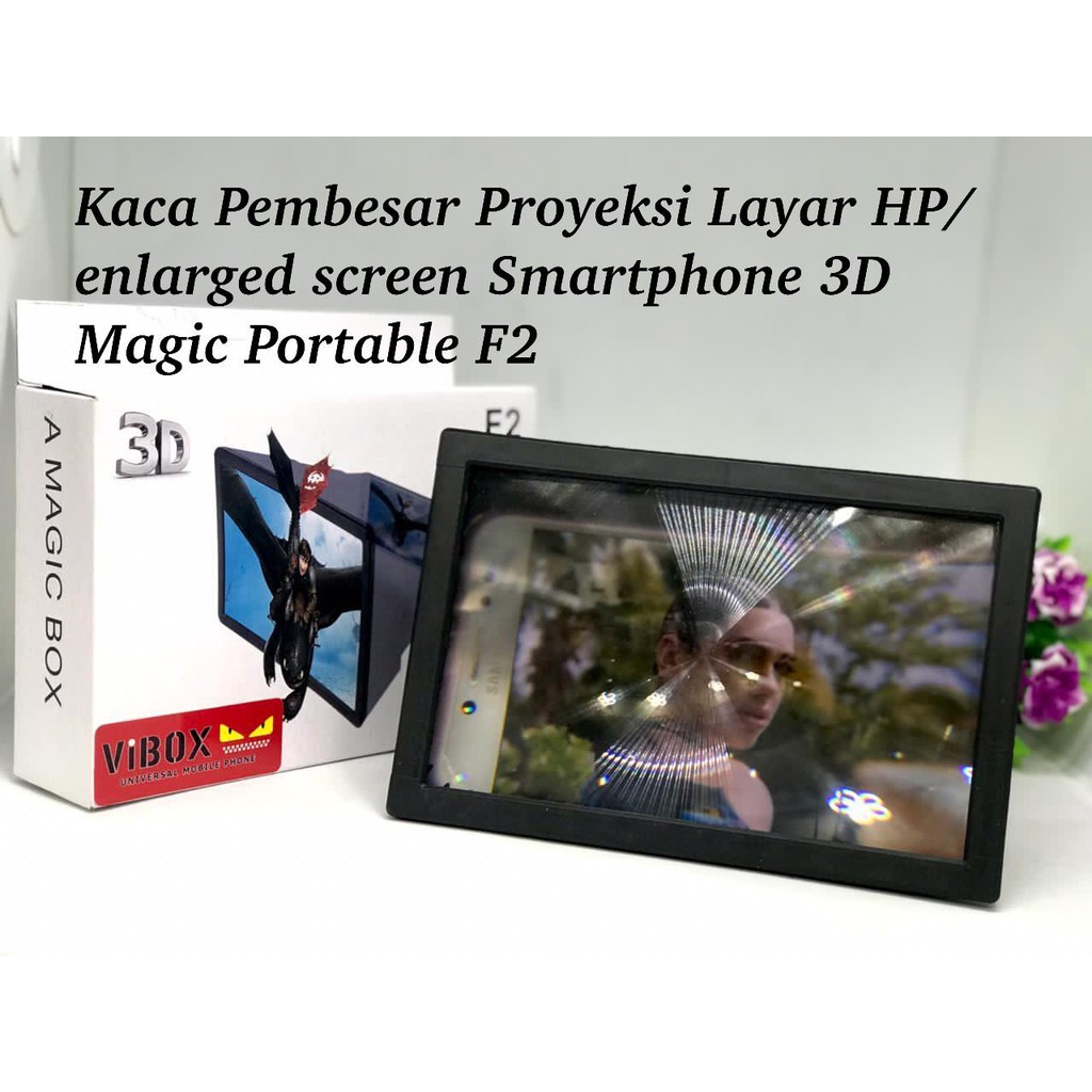 Kaca Pembesar Proyeksi Layar HP VIBOX F2 3D Enlarge Screen MOBILE PHONE CINEMA