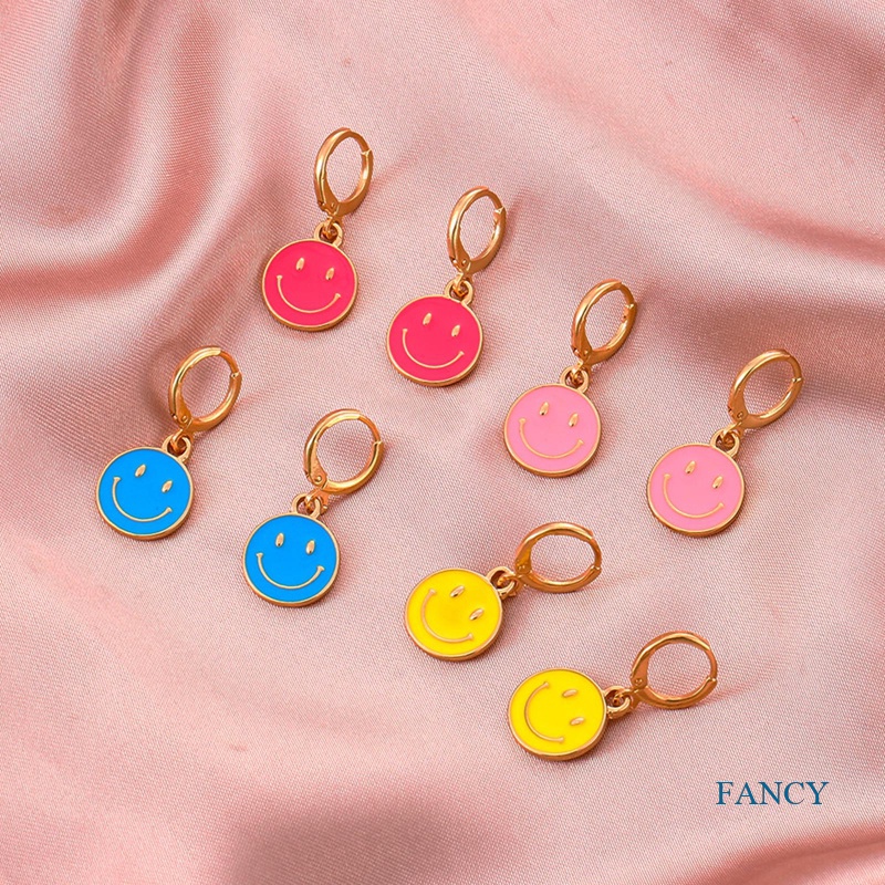 Anting Desain Smiley Bahan Metal Untuk Wanita