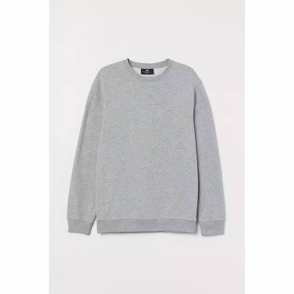 Crewneck Sweater H&M Full Basic Colour HM Sweatshirt HNM Polos-GREY MARL