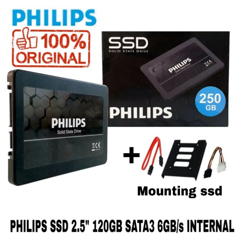 SSD 250GB High Speed PHILIPS ORIGINAL 2.5 SATA 250GB + MOUNTING