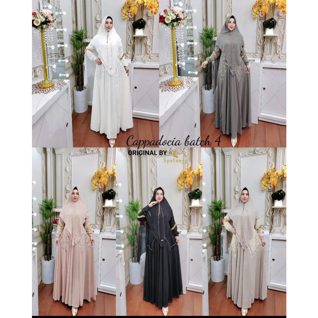 GAMIS SYARI CAPPADOCIA BY SYAFEERA BRUKAT BAHAN CERRUTY BABYDOLL UKURAN ALLSIZE SET KHIMAR MURAH TER