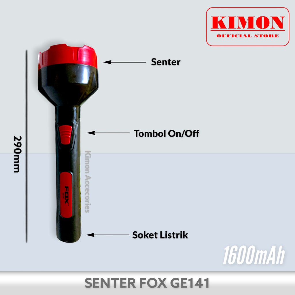 SENTER FOX GE141 SENTER LED 5W 1600MAH SENTER TANGAN SANGAT TERANG