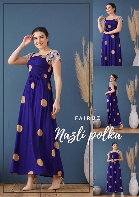 Daster Arab FAIRUZ NAZLI Dress Rayon Polkadot Top Crop sabrina