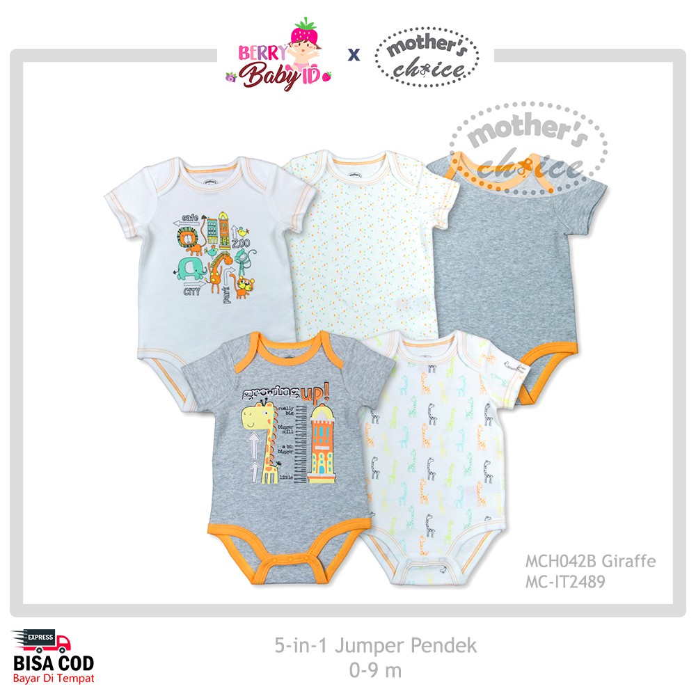 Mother's Choice Paket 5 Pcs Jumper Bayi Lengan Pendek Premium MCH042 Berry Mart