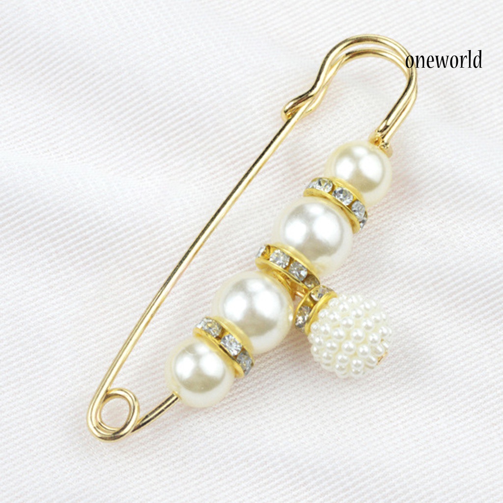 OW@ Safety Brooch Fine Workmanship Prevent Exposure Attractive Faux Pearl Women Safety Pin for Jewelry Craft