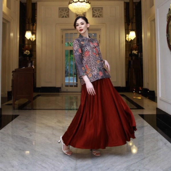 Promo NONA RARA - Vivi Encim Cemani T0986 Baju blouse batik wanita modern - L Murah