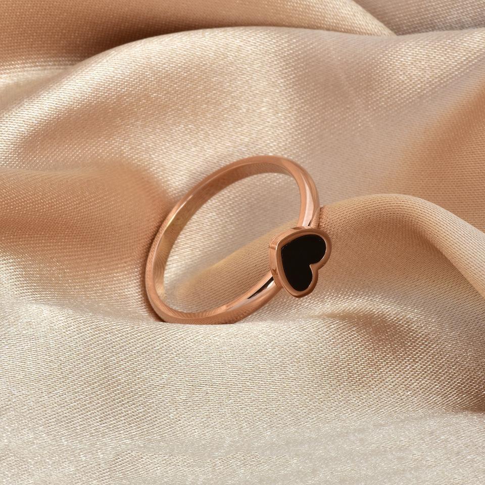 Cincin Titanium Wanita Anti Karat Asli Premium Ring hati hitam Korea Aksesoris Wanita