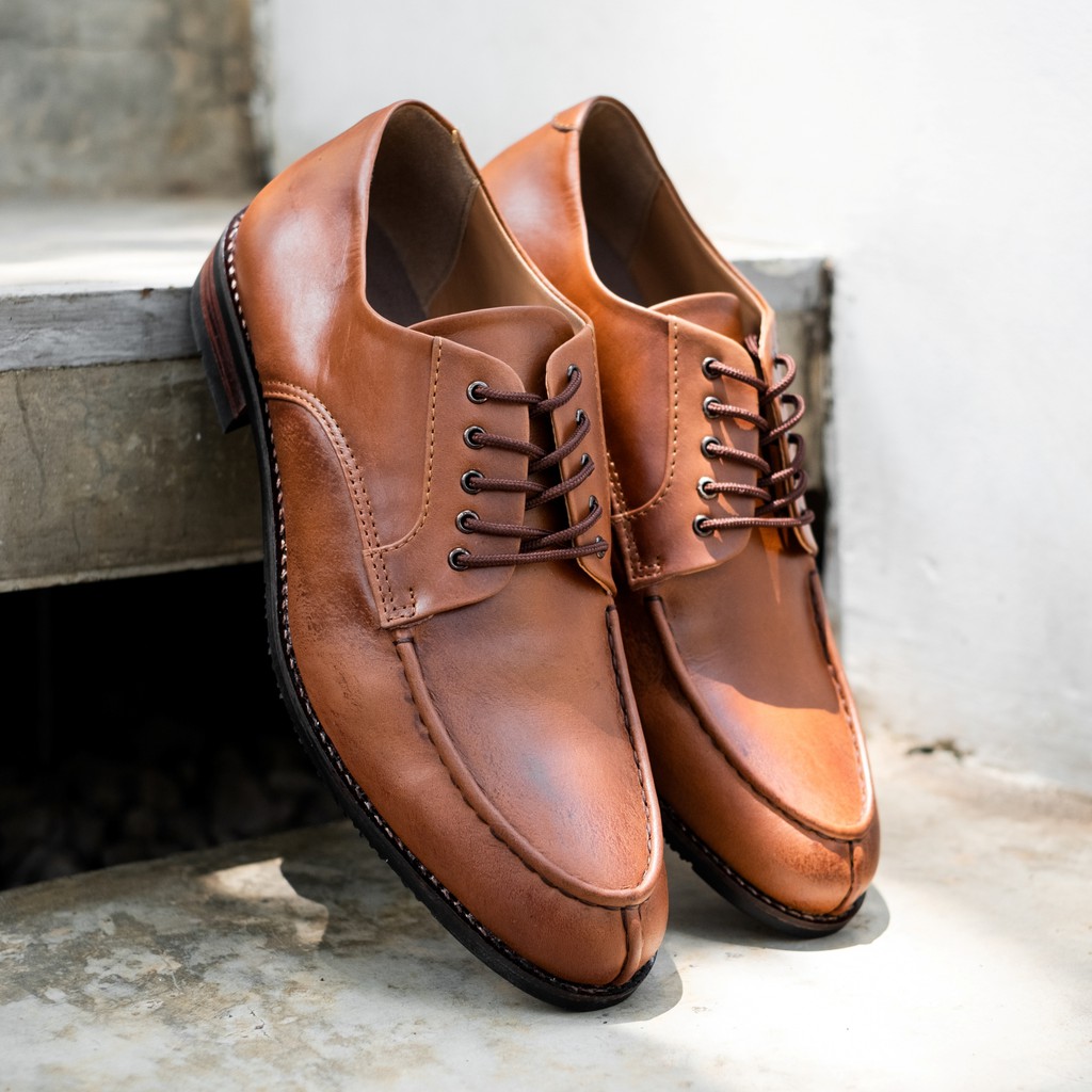 Harvard Brown | Sepatu Kulit Asli Coklat Pria Casual Kerja Cowok Kantor Pantofel | Lvnatica x FORIND