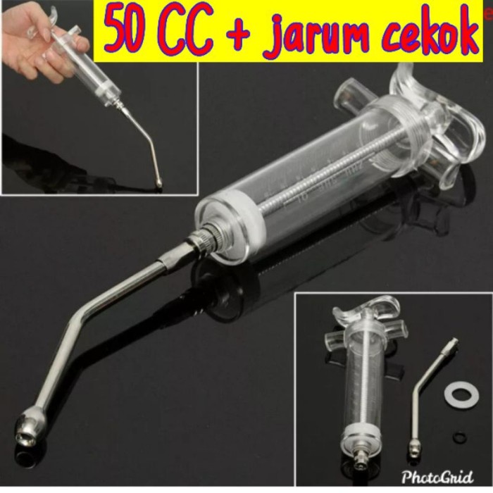 Alat Kesehatan Hewan Spuit Suntikan Cekok Kambing Suntikan Syringe Drenher Drenhgun 50ml - Bisa Cod