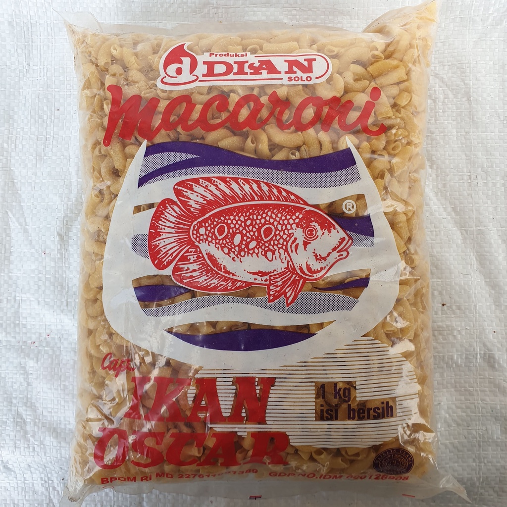 [Bal] Makaroni Mentah Cap Ikan Oscar Dian Solo 10 pack x 1 kg - OSC