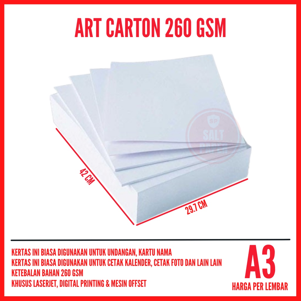 

Kertas Art Carton 260 gsm A3 per lembar / Kertas Art Karton A3 260 gsm / Kertas Art Karton 260 gsm