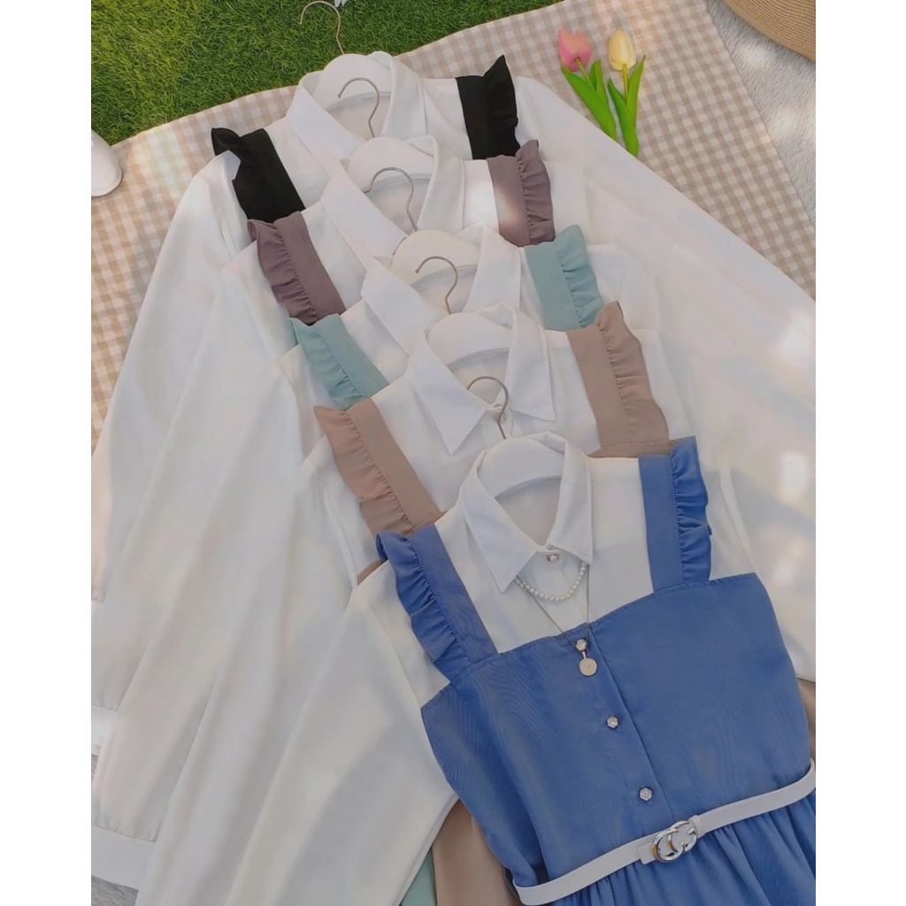 Disc. Up 50% Livy Midi Dress Korean Style Wanita Fashion Muslim Dress Korean Style Hijab Dress Casua